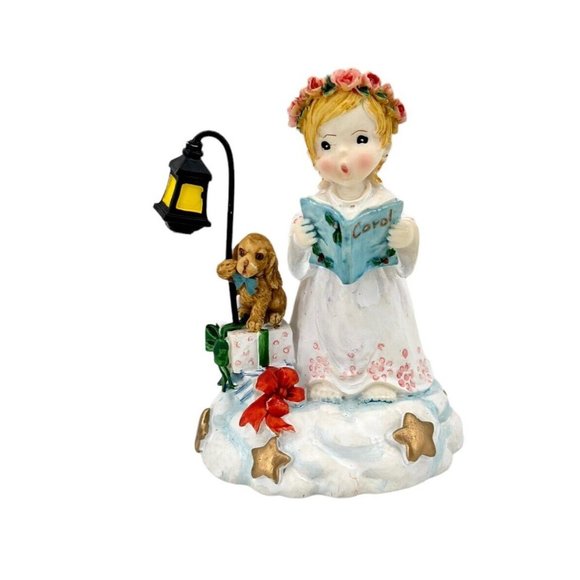 Vintage Anco Merchandise Choir Angels Puppy Christmas Figurines Set of 2 *See - Picture 5 of 7